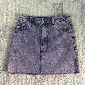 Topshop Acid Wash Denim Skirt in Purple - Size 6